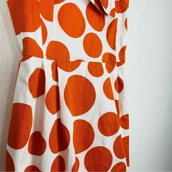 SARA CAMPBELL Ivory Orange Polka Dot Bow Shift Elegant Dress Size 2 - Picture 6 of 12